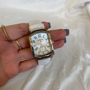 Philip Stein Pear Faced White Alligator Watch